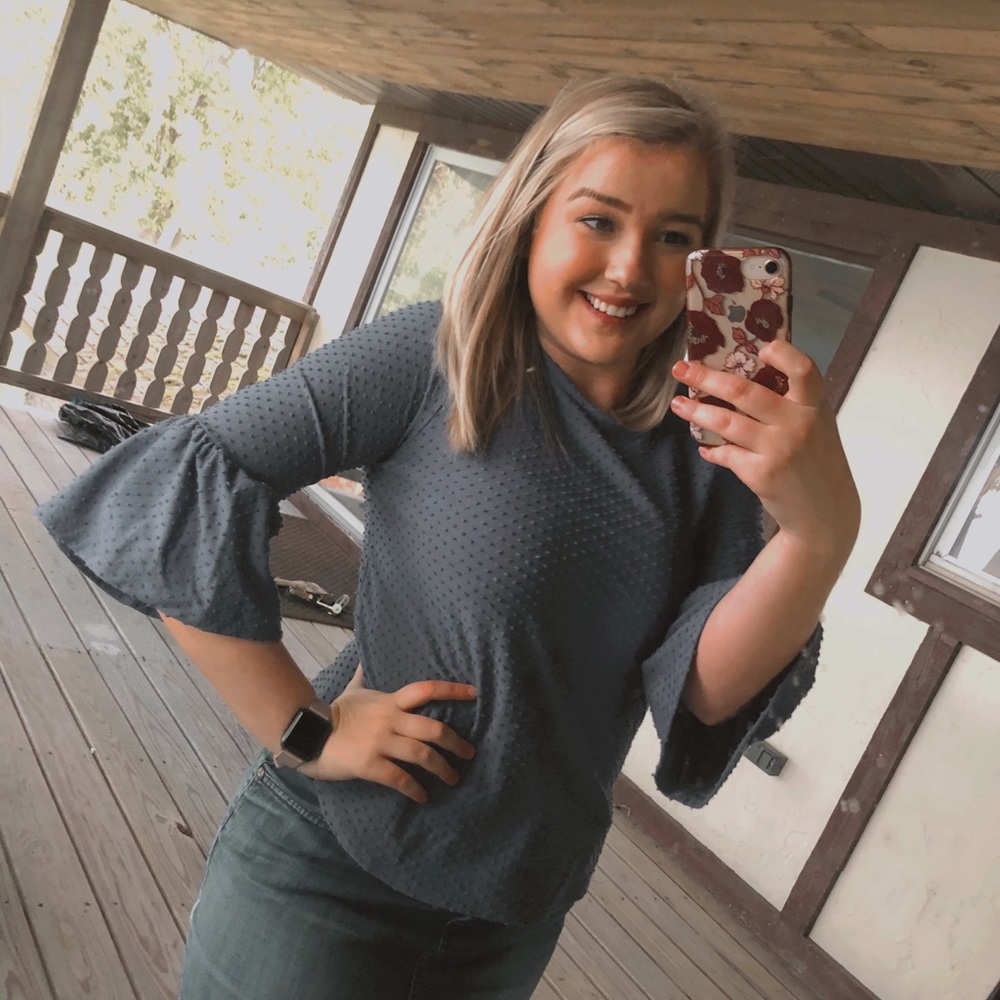 W5 by anthropologie blue flare sleeve blouse